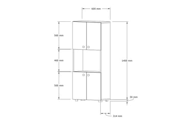 Kjøkkenskap Violaceae 60x140 cm - Hvit - Oppbevaring - Skap - Oppbevaringsskap