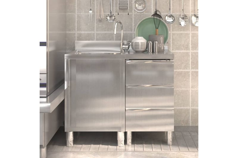 Kommersielle kjøkkenskap 2 stk rustfritt stål - Oppbevaringsskap