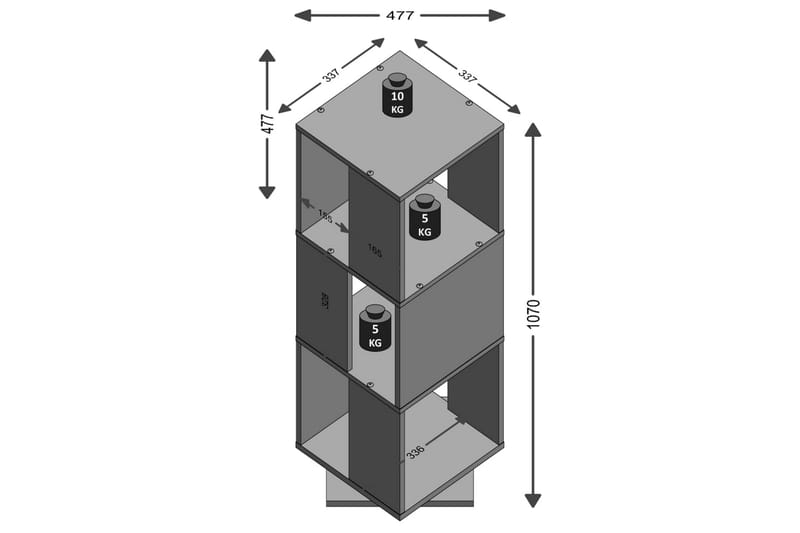 FMD Roterende arkivskap åpen 34x34x107cm antikk eik - Arkivskap & hengemappeskap