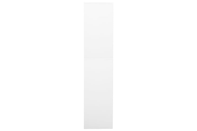 Kontorskap hvit 90x40x180 cm stål og herdet glass - Hvit - Dokumentskap
