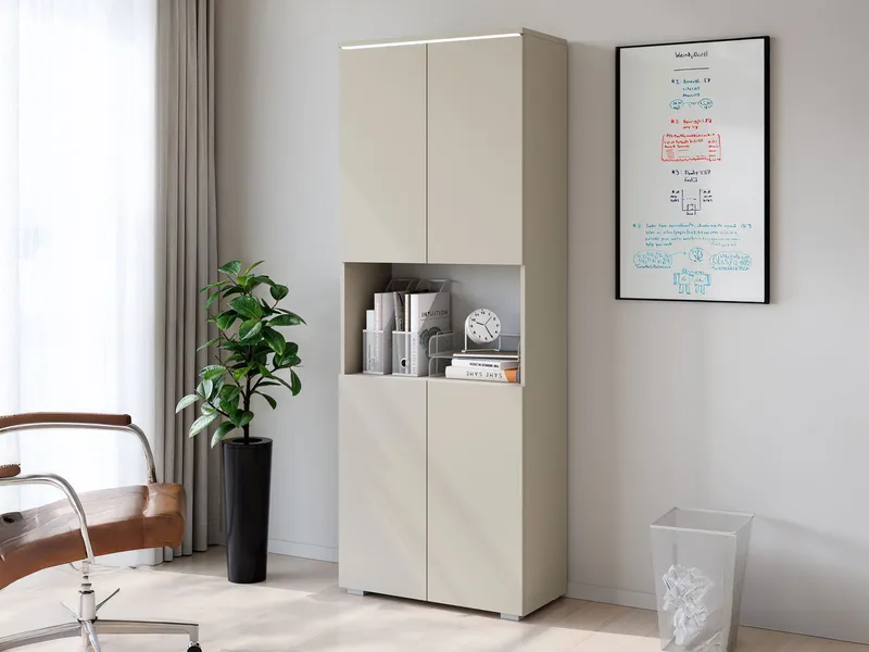 garderobeskap Dokumentskap VERA 70 + LED beige - Oppbevaring - Skap - Oppbevaringsskap - Kontorsskap - Dokumentskap