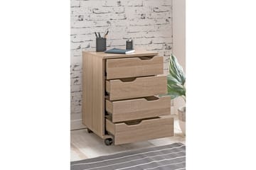 Rullecontainer Wohnling 4 skuffer foliert sponplate med hjul, moderne - Oppbevaring - Oppbevaringsmøbler - Kommode - Skuffeseksjon