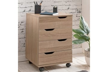 Rullecontainer Wohnling 4 skuffer foliert sponplate med hjul, moderne - Oppbevaring - Skap - Oppbevaringsskap - Kontorsskap - Tegneskap & arkitektskap