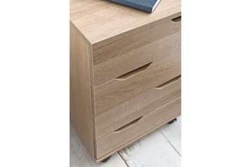 Rullecontainer Wohnling 4 skuffer foliert sponplate med hjul, moderne - Oppbevaring - Skap - Oppbevaringsskap - Kontorsskap - Tegneskap & arkitektskap
