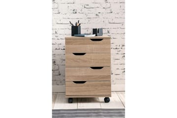 Rullecontainer Wohnling 4 skuffer foliert sponplate med hjul, moderne - Oppbevaring - Oppbevaringsmøbler - Kommode - Skuffeseksjon