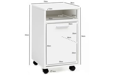 Rullecontainer Wohnling oppbevaringsbrett, 1 dør, foliert sponplate med hjul, moderne stil Hvit - Hvit - Oppbevaring - Oppbevaringsmøbler - Kommode - Skuffeseksjon