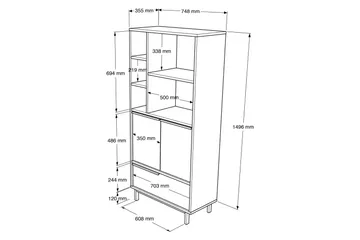 Liyakat Highboard - Hvit - Oppbevaring - Skap - Oppbevaringsskap