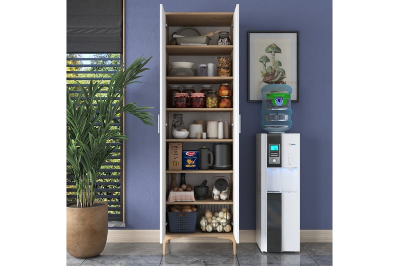 Manorma Highboard - Valnøtt/Hvit - Oppbevaring - Skap - Oppbevaringsskap