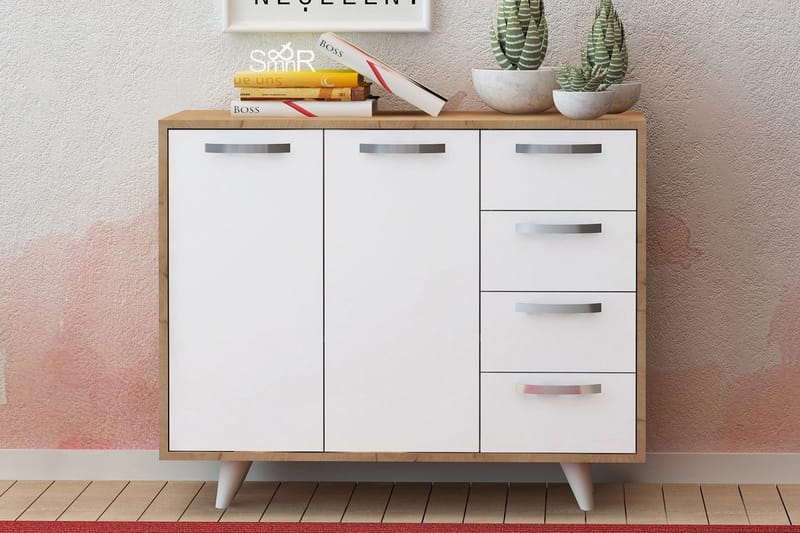 Mod Skjenk 100 cm i Mørkt Tre - Hvit|Brun - Oppbevaring - Oppbevaringsmøbler - Sideboard & skjenk