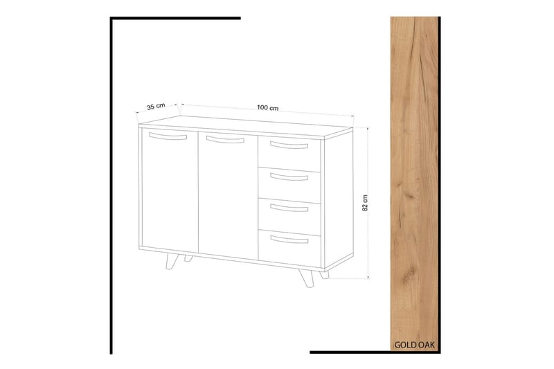 Mod Skjenk 100 cm i Mørkt Tre - Hvit|Brun - Oppbevaring - Oppbevaringsmøbler - Sideboard & skjenk