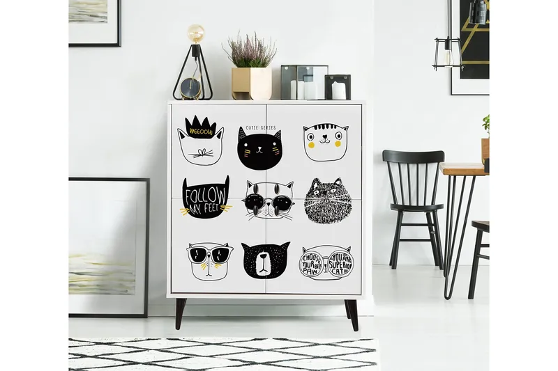 Multi Purpose Cabinet Hvit|Svart - Hvit/Svart/Gul - Oppbevaring - Skap - Oppbevaringsskap