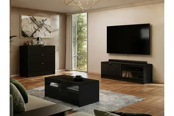 Novaj Høy kommode 80x40x75 cm i tre med oppbevaringsskuffer - sort - Oppbevaring - Skap - Oppbevaringsskap