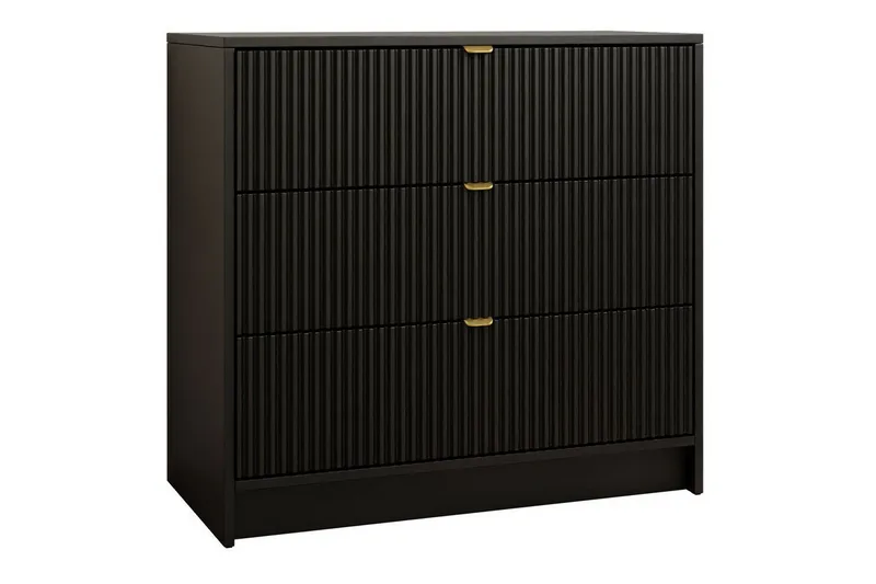 Novaj Høy kommode 80x40x75 cm i tre med oppbevaringsskuffer, sort