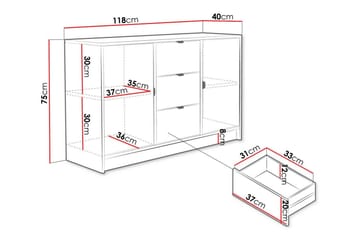 Novaj Highboard - Svart - Oppbevaring - Skap - Oppbevaringsskap