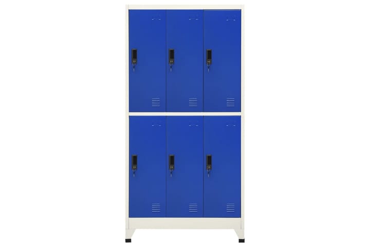 Oppbevaringsskap grå og blå 90x45x180 cm stål - Grå - Oppbevaringsskap - Klesskap & skifterom