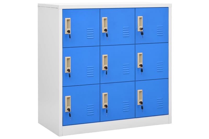Oppbevaringsskap lysegrå og blå 90x45x92,5 cm stål - Grå - Oppbevaringsskap - Klesskap & skifterom