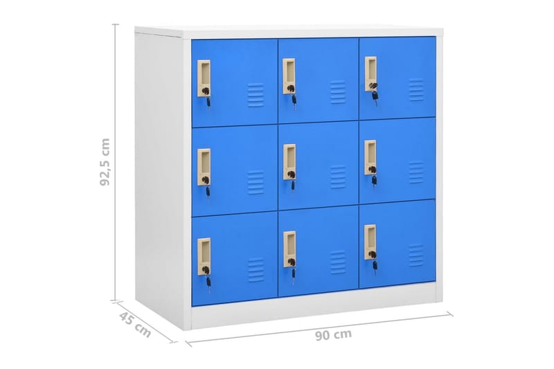 Oppbevaringsskap lysegrå og blå 90x45x92,5 cm stål - Grå - Oppbevaringsskap - Klesskap & skifterom