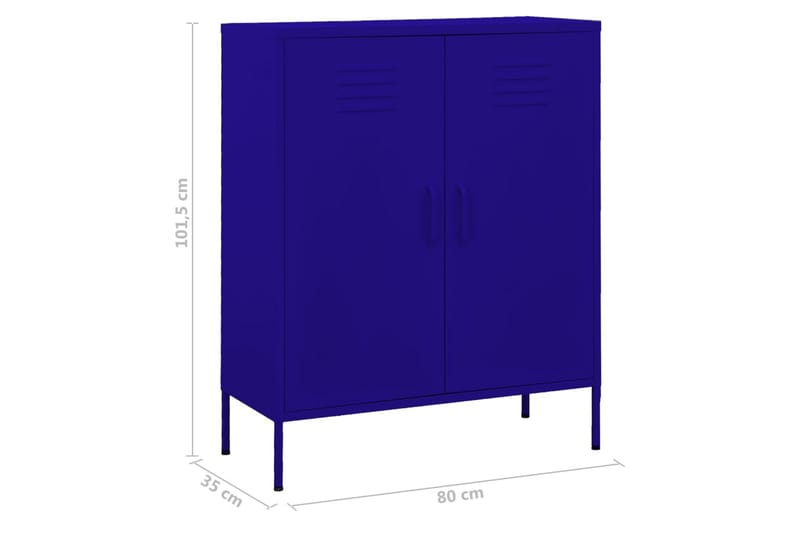 Oppbevaringsskap marineblå 80x35x101,5 cm stål - Blå - Oppbevaringsskap - Klesskap & skifterom