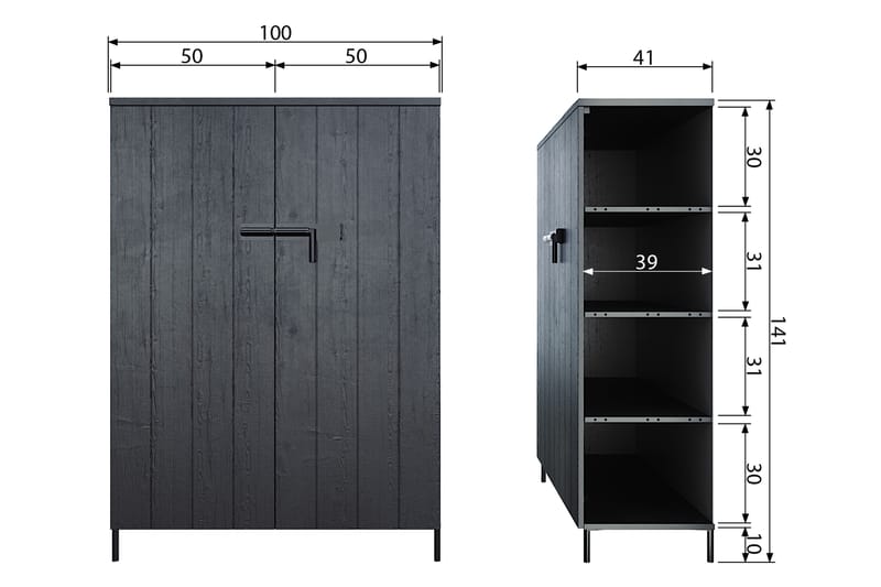 Oppbevaringsskap Shamus 100 cm - Svart Furu - Oppbevaring - Skap - Oppbevaringsskap