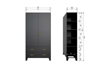 Oppbevaringsskap Shirrell 98x190 cm - Svart - Oppbevaring - Skap - Oppbevaringsskap