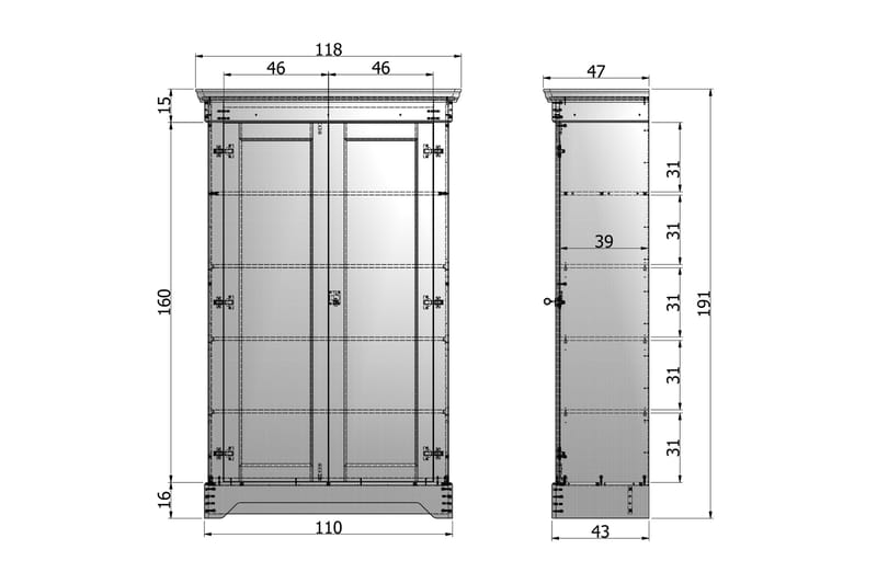 Oppbevaringsskap Sibeal 191 cm - Hvit - Oppbevaring - Skap - Oppbevaringsskap