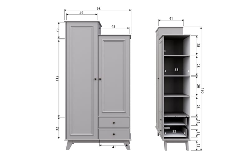 Oppbevaringsskap Southwick 98x190 cm - Offwhite - Oppbevaring - Skap - Oppbevaringsskap