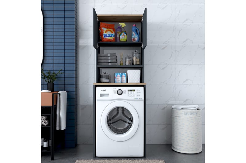 Ramdev Highboard - Valnøtt/Antrasitt - Oppbevaring - Oppbevaring til baderom - Servantskap & kommode