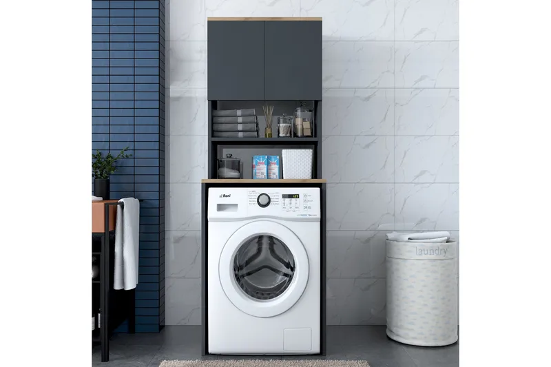 Ramdev Highboard - Valnøtt/Antrasitt - Oppbevaring - Oppbevaring til baderom - Servantskap & kommode