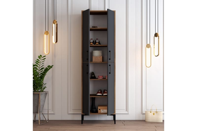 Retzow Skoskap 60x35 cm - Mørkebrun/Antrasitt - Oppbevaring - Skap - Oppbevaringsskap