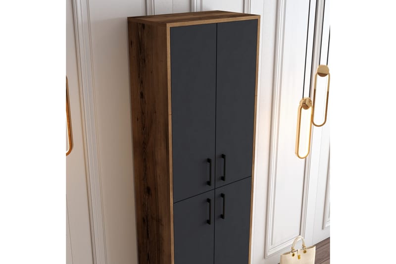 Retzow Skoskap 60x35 cm - Mørkebrun/Antrasitt - Oppbevaring - Skap - Oppbevaringsskap