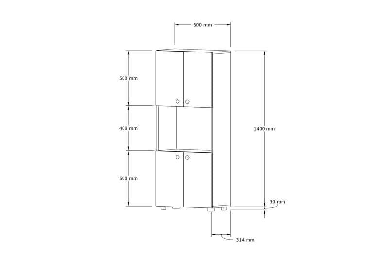 Rinorea Kjøkkenskap 60x140 cm - Brun - Oppbevaring - Skap - Oppbevaringsskap