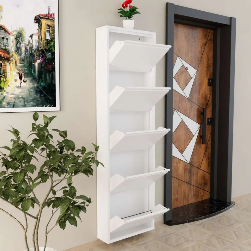 Rylanis skoskap 50x169 cm - Hvit - Oppbevaring - Skap - Oppbevaringsskap