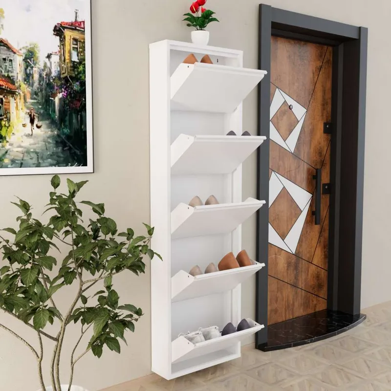 Rylanis skoskap 50x169 cm - Hvit - Oppbevaring - Skap - Oppbevaringsskap