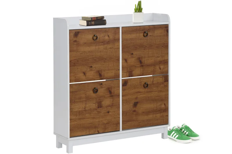 Shellake Skoskap 92x25 cm - Hvit/Natur - Oppbevaring - Skap - Oppbevaringsskap