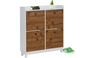 Shellake Skoskap 92x25 cm - Hvit/Natur - Oppbevaring - Skap - Oppbevaringsskap