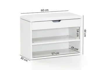 Shiheem Skohylle 60x30 cm - Hvit - Oppbevaring - Skap - Oppbevaringsskap