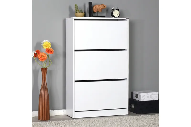Shoe Cabinet Hvit - Hvit - Oppbevaring - Skap - Oppbevaringsskap
