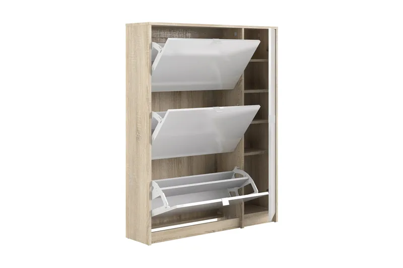 Shoey Skoskap 3 Fack - Tre / Natur / Hvit - Oppbevaring - Skap - Oppbevaringsskap