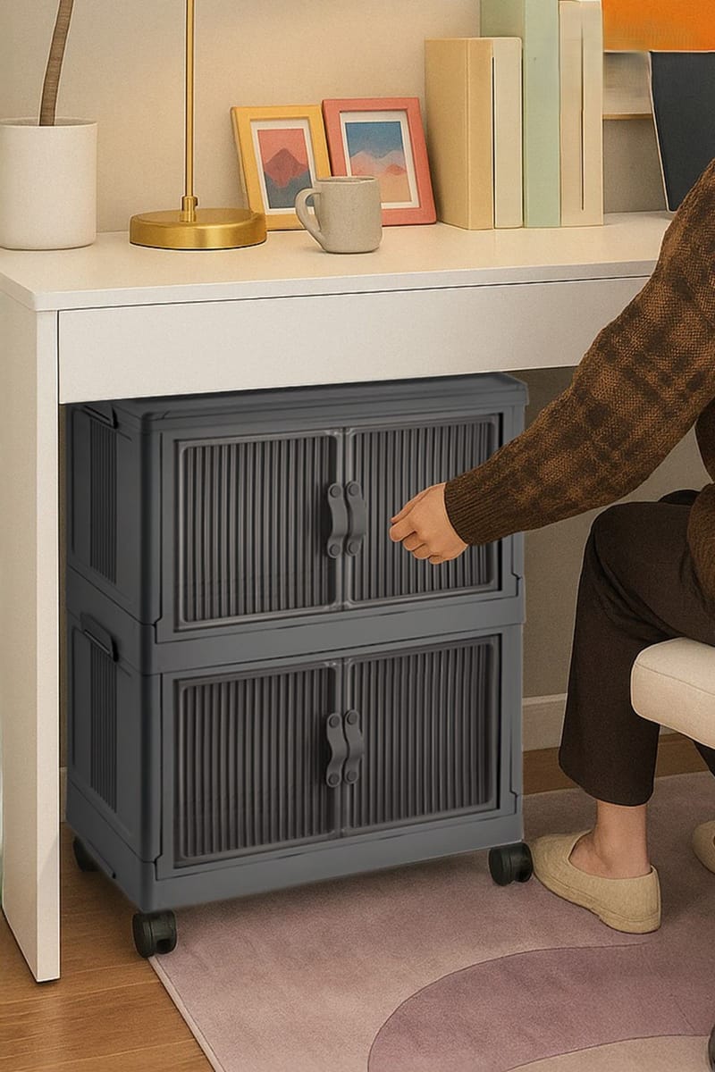 Flerbruks skap Hanah Home Lavine 67 (32 x 67 x 56 cm) Antrasitt - Møbler - Barnemøbler - Oppbevaring barnerom - Skap barnerom
