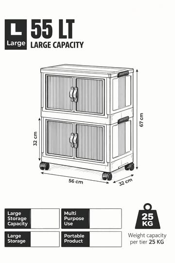 Flerbruks skap Hanah Home Lavine 67 (32 x 67 x 56 cm) Antrasitt - Møbler - Barnemøbler - Oppbevaring barnerom - Skap barnerom