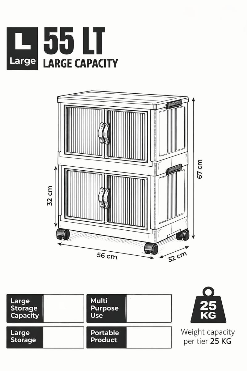 Flerbruks skap Hanah Home Lavine 67 (32 x 67 x 56 cm) Lyseblå - Møbler - Barnemøbler - Oppbevaring barnerom - Skap barnerom