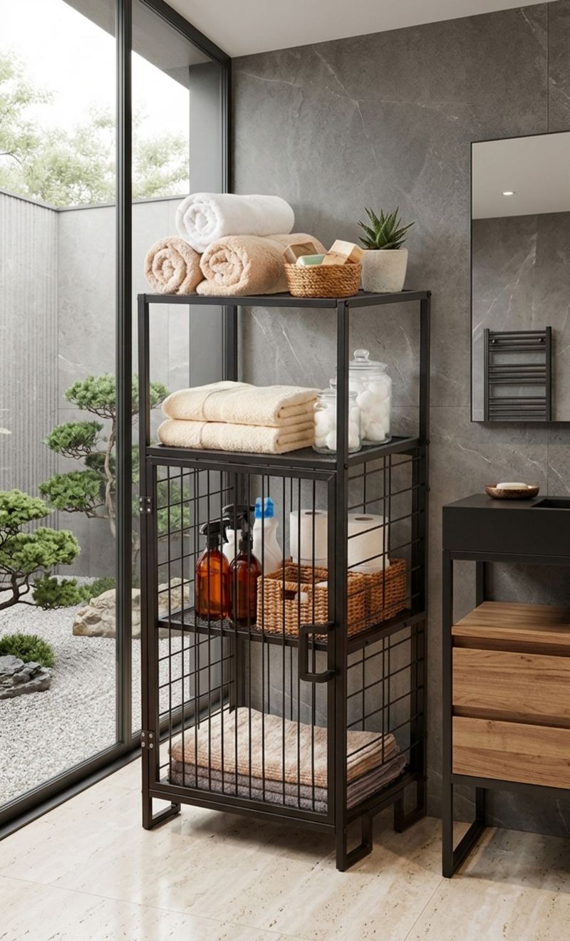 Flerbruks skap Hanah Home Vorn (41,5 x 96 x 33 cm) Svart - Oppbevaring - Skap - Oppbevaringsskap - Sikkerhetsskap - Medisinskap