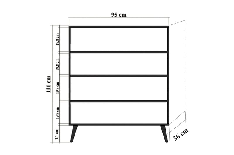 Skap Dirk 95 cm Kirsebærblomst - Brun/Grønn - Oppbevaringsskap