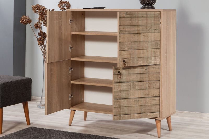 Skap Dirk 95 cm Trepanel - Brun - Oppbevaring - Skap - Oppbevaringsskap