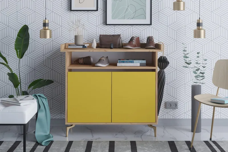 Skoförvaring Guld|Ek|Gul