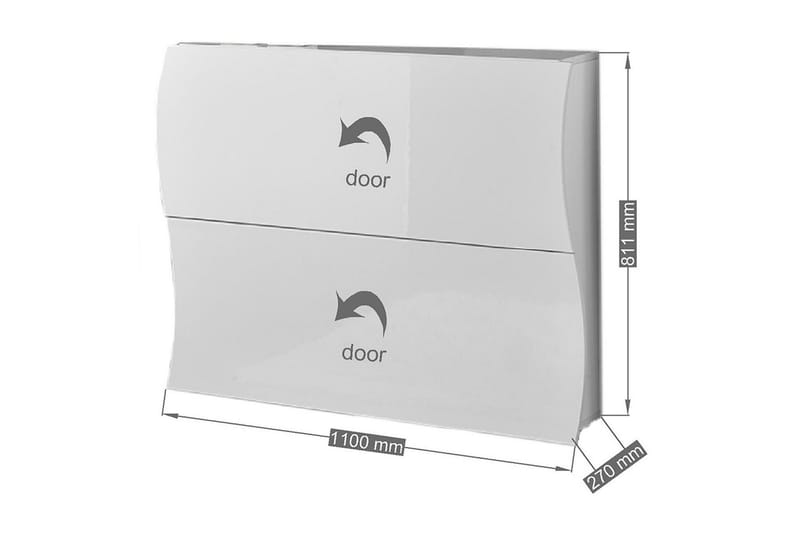 Skoskåp Ondres 101x27 cm 2 Skuffer - Hvit Høyglans - Skoskap - Entreoppbevaring - Oppbevaringsskap