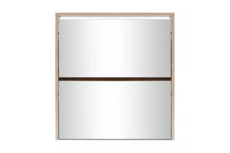 Skoskap 2 høyder speil eik 63x17x67 cm - Brun - Entreoppbevaring - Skoskap - Oppbevaringsskap