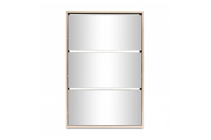 Skoskap 3 høyder speil eik 63x17x102,5 cm - Brun - Skoskap - Entreoppbevaring - Oppbevaringsskap