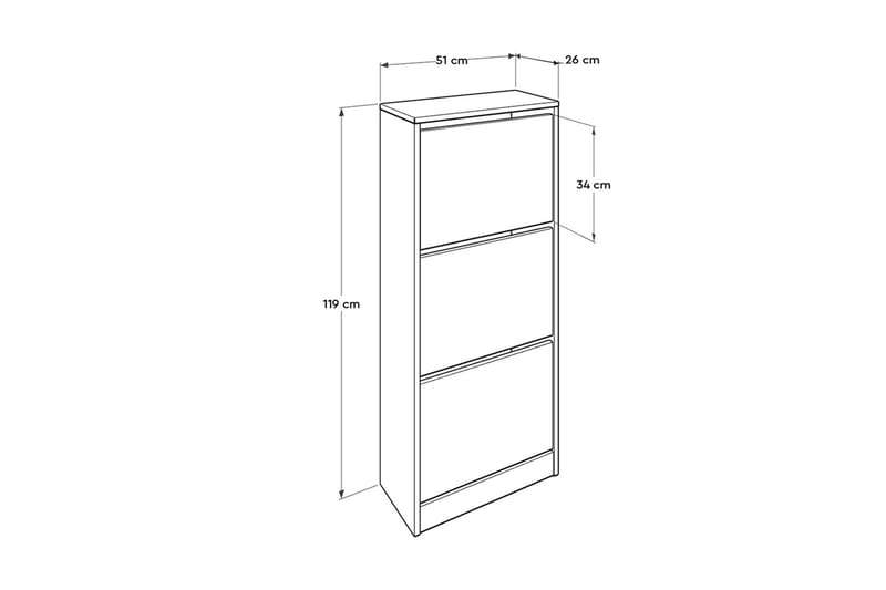 Skoskap 51x119 cm - Hvit - Oppbevaring - Skap - Oppbevaringsskap