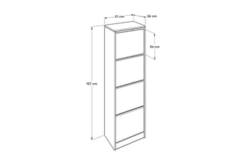 Skoskap 51x157 cm - Hvit - Oppbevaring - Skap - Oppbevaringsskap